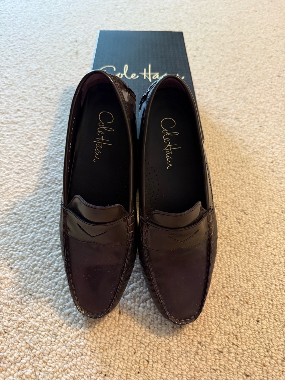 NIB Cole Haan Women’s Burgundy/Aubergine Leather Penny Loafers, Size 7.5 (7 1/2)